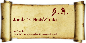Janák Medárda névjegykártya